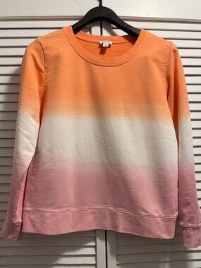 J.Crew Women's Small (Fits like XS) Ombre Cotton Sweatshirt Pink Orange Sunset